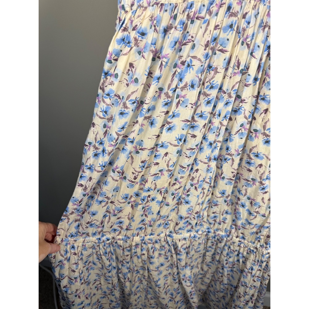 Something Navy Floral Smocked Waist Maxi Dress Cottagecore XS 100% Cotton - Picture 4 of 9